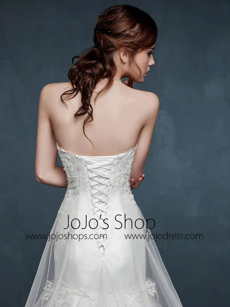 Strapless Fit and Flare Lace Wedding Dress