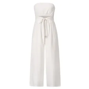 Strapless Loose Fit Belted Jumpsuit