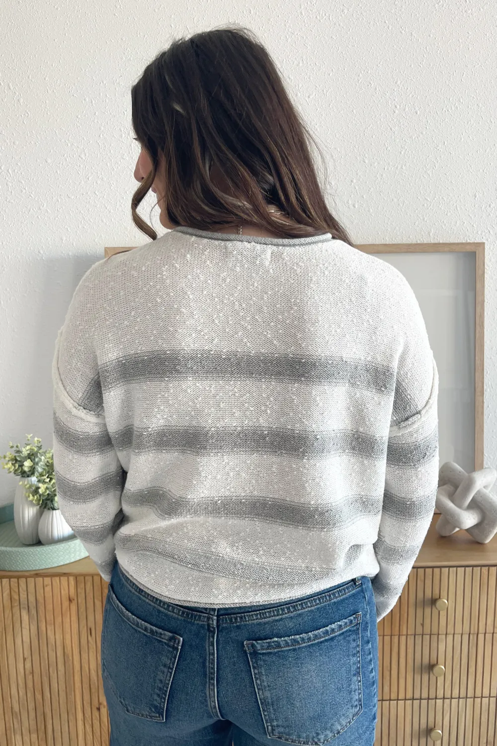 Striped Relaxed Fit Long Sleeve Sweater