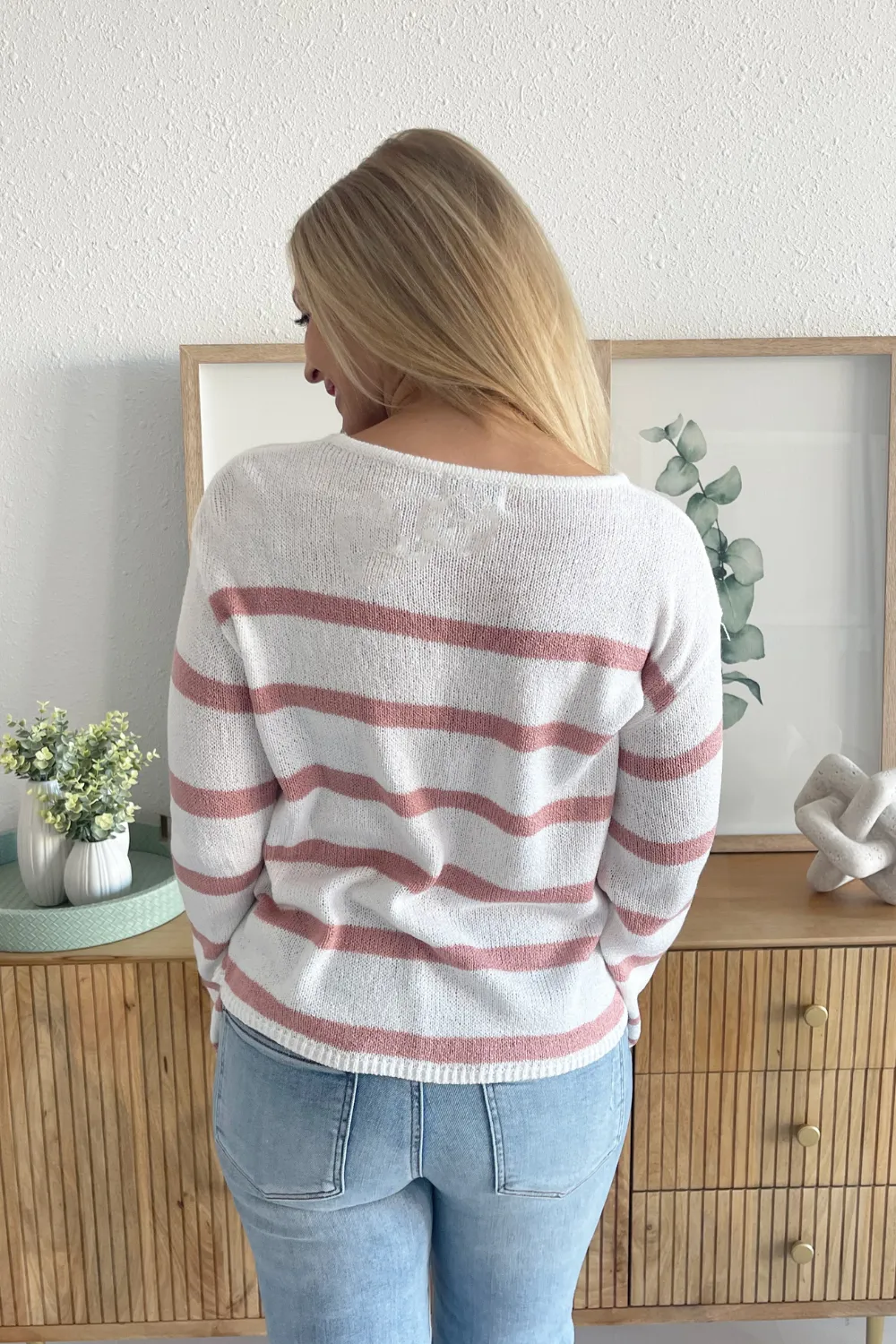 Striped Relaxed Fit Long Sleeve Sweater