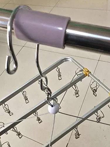 STSUNEU 360° Rotary Square Aluminum Alloy Hanger Stainless Steel Sock Hanger Multifunctional Underwear Menstrual Pad Drying Rack (30 Clips)