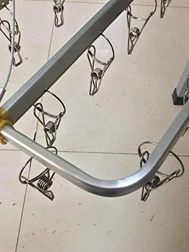 STSUNEU 360° Rotary Square Aluminum Alloy Hanger Stainless Steel Sock Hanger Multifunctional Underwear Menstrual Pad Drying Rack (30 Clips)