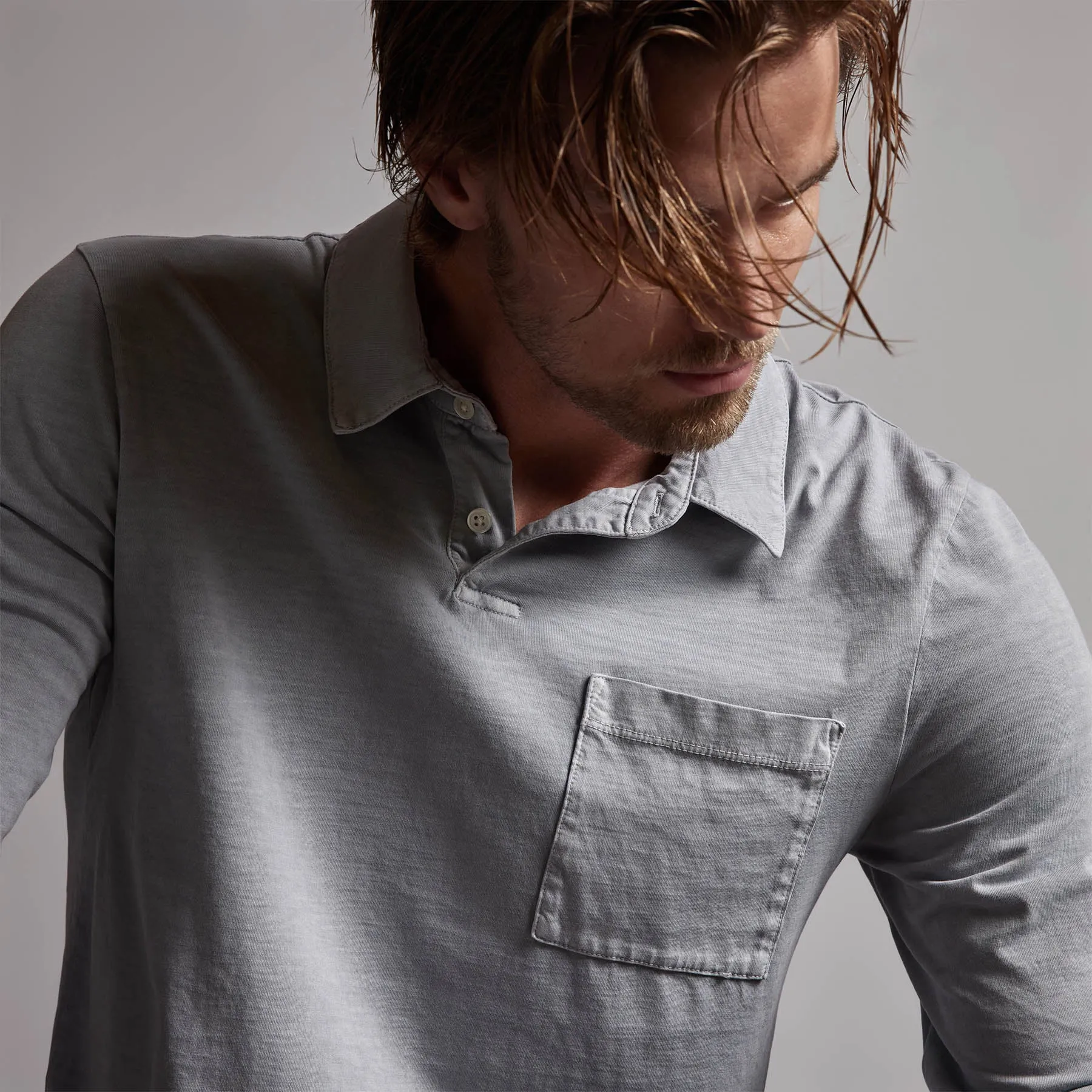 Sueded Jersey Rugby Polo - Breeze Pigment