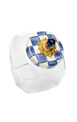 Sweets Jar with Royal Check W/Enamel lid
