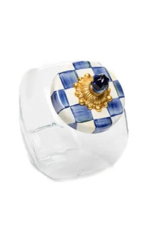 Sweets Jar with Royal Check W/Enamel lid