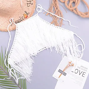 Swimsuit Crochet Knitted Tunic Beach Tassels Beachwear Top