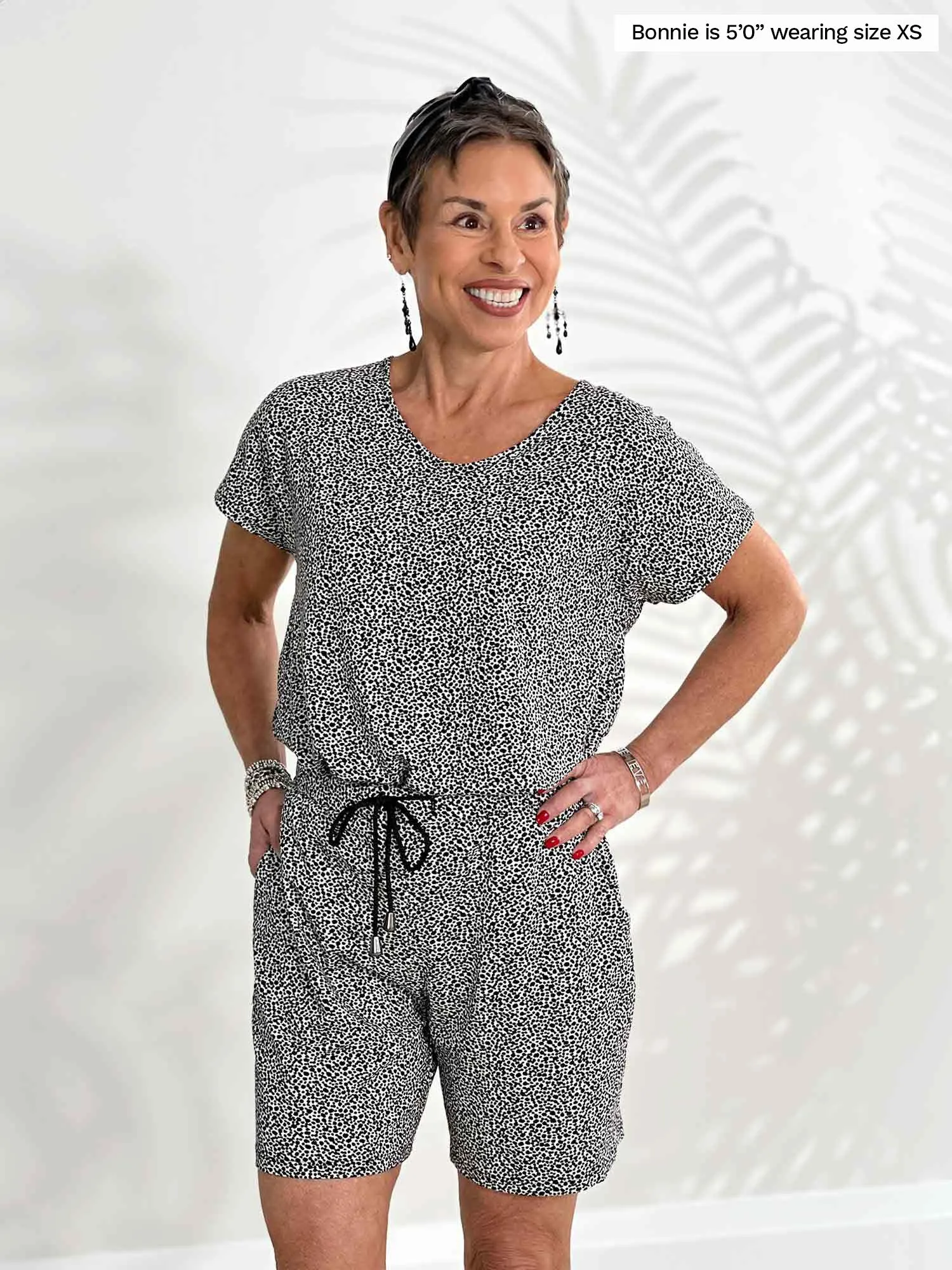 Tanya short sleeve open-back romper - FINAL SALE