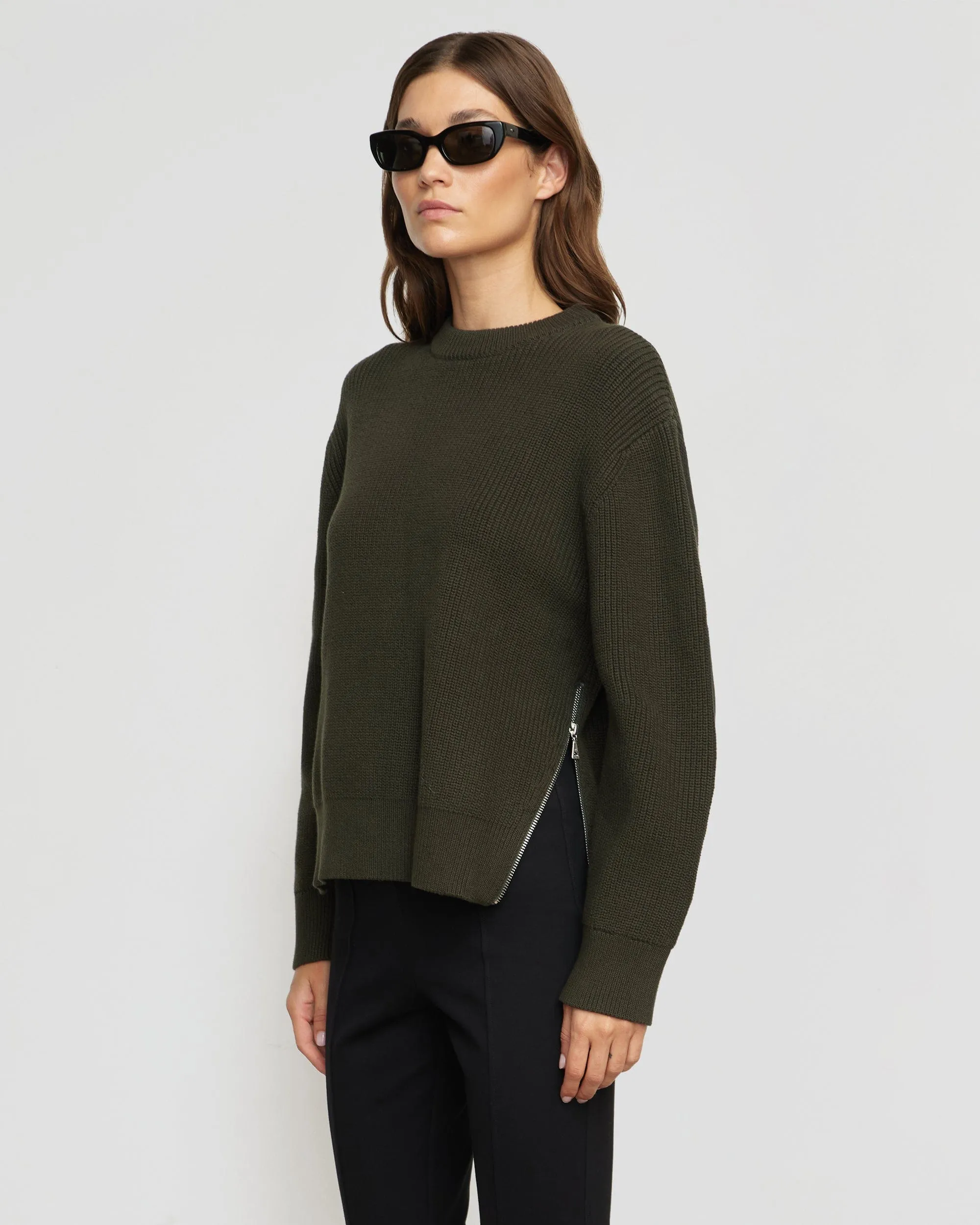 Tate Organic Cotton Side-Zip Sweater