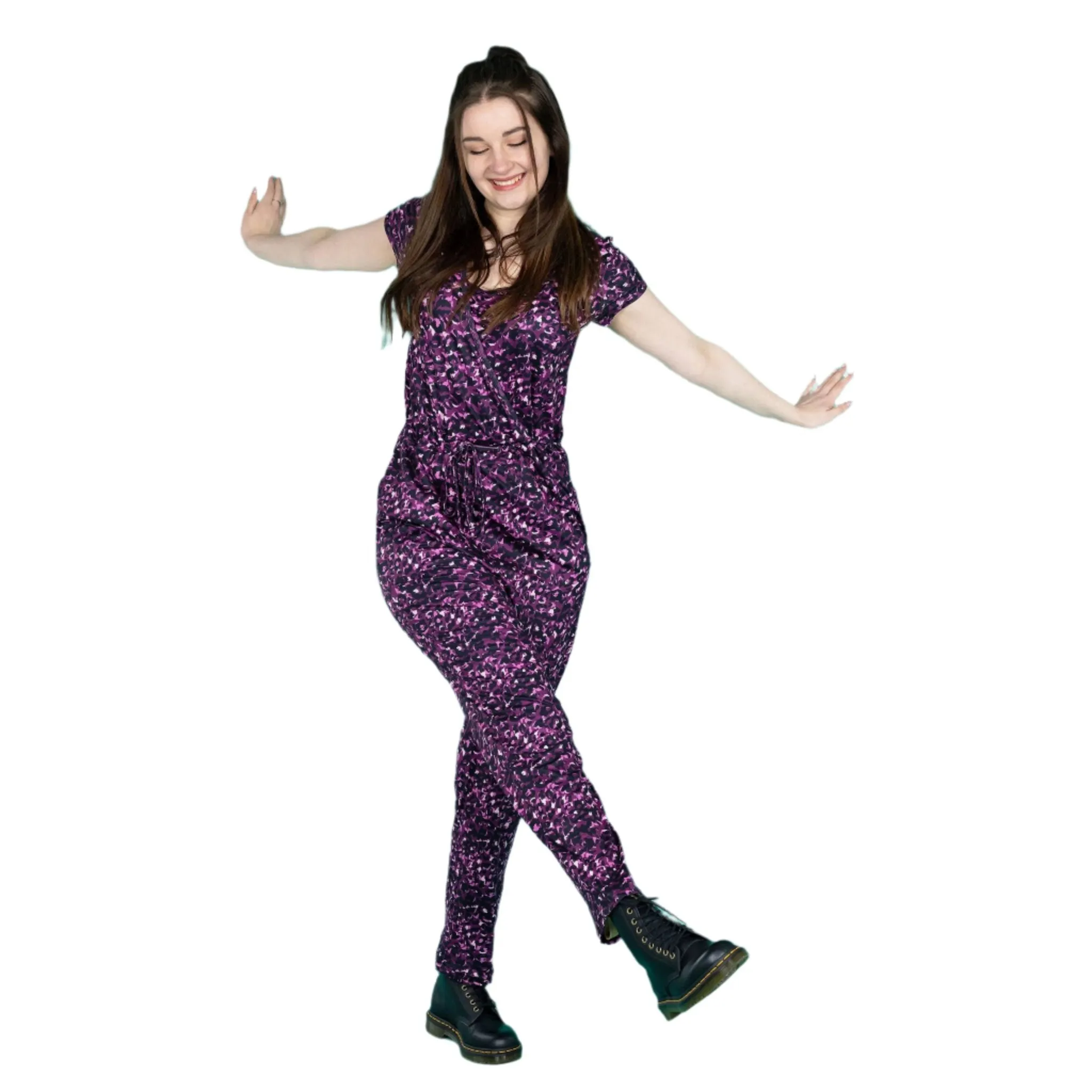 The Breastfeeding Jumpsuit - Purple Leopard