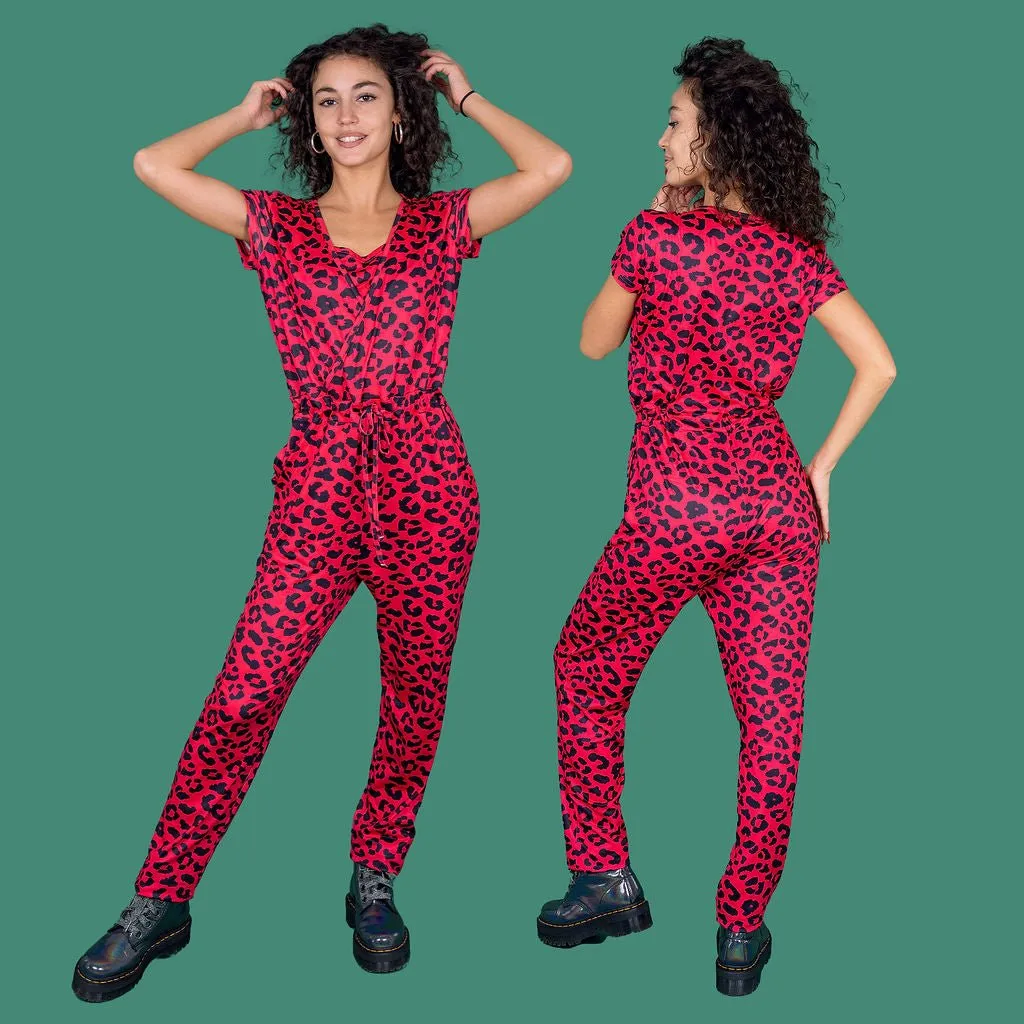 The Breastfeeding Jumpsuit - Red Leopard