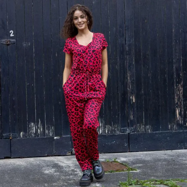 The Breastfeeding Jumpsuit - Red Leopard