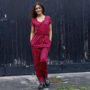 The Breastfeeding Jumpsuit - Red Leopard