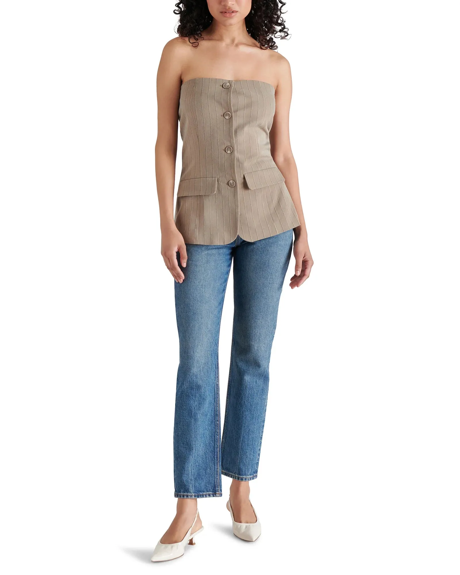 The Emerald Top - Brown Pinstripe