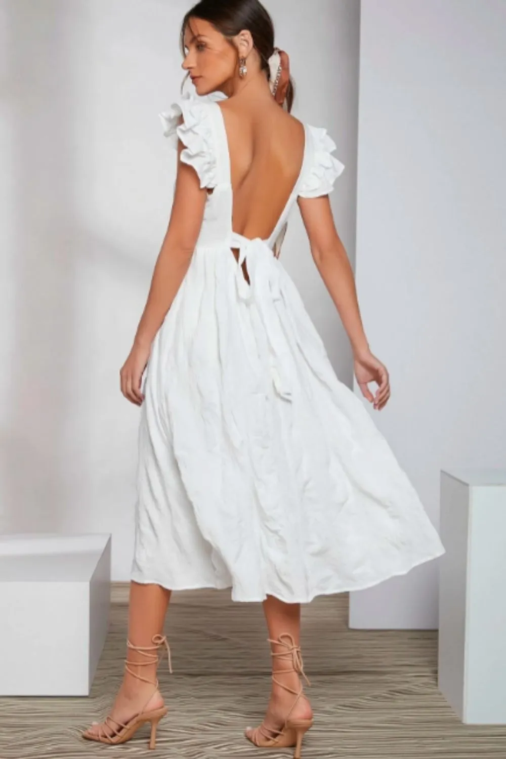 Tiered Backless Bow Dress