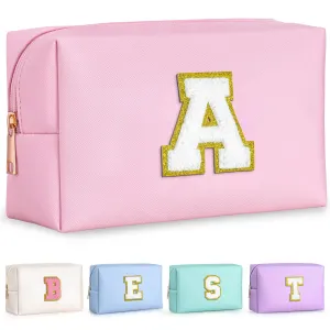 TOPEAST Christmas Gifts - Preppy Makeup Bag, Stocking Stuffers for Girls Women | Personalized Initial Makeup Pouch