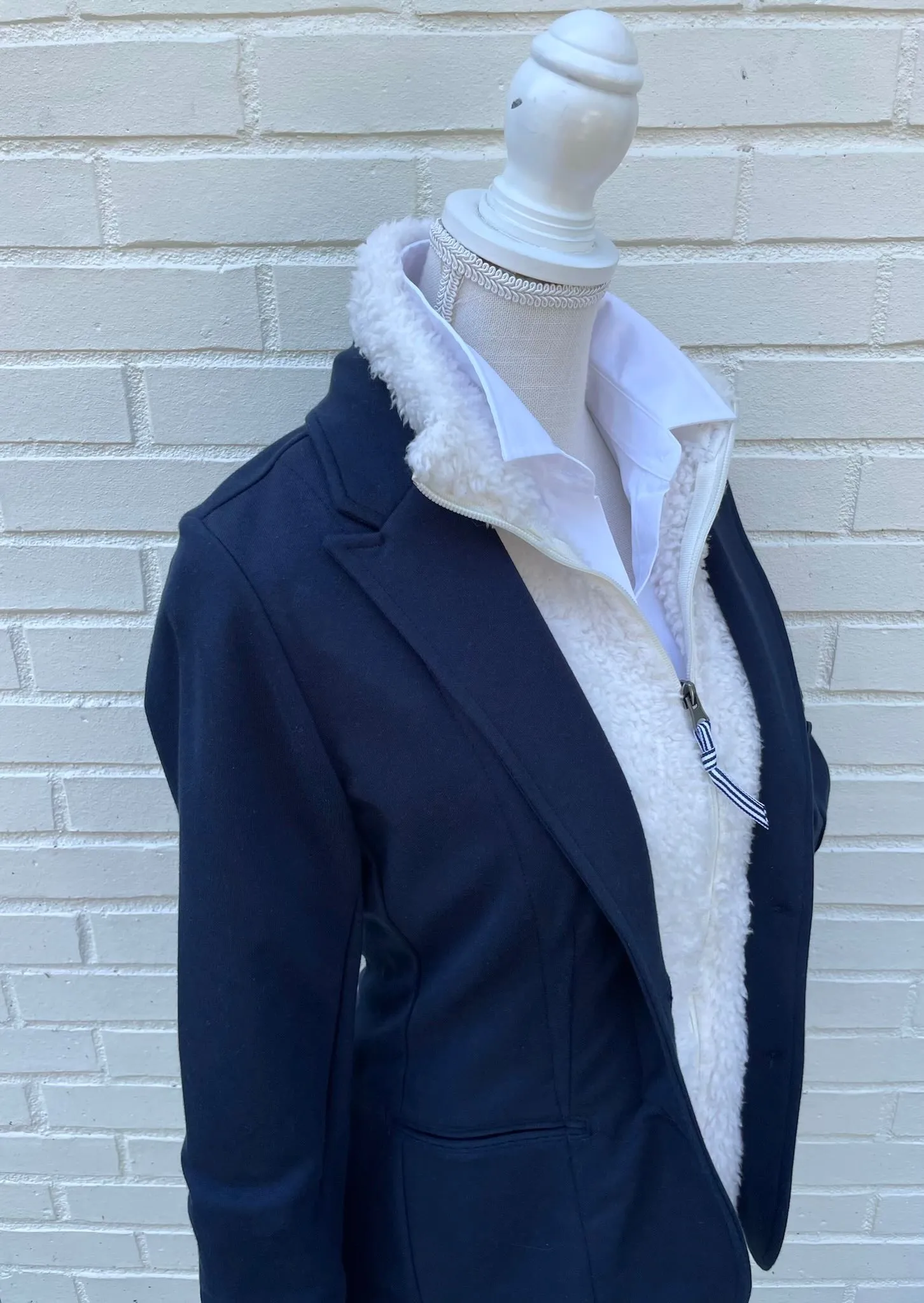 Tracey Fleece Blazer - Navy w Cream (TBB01)