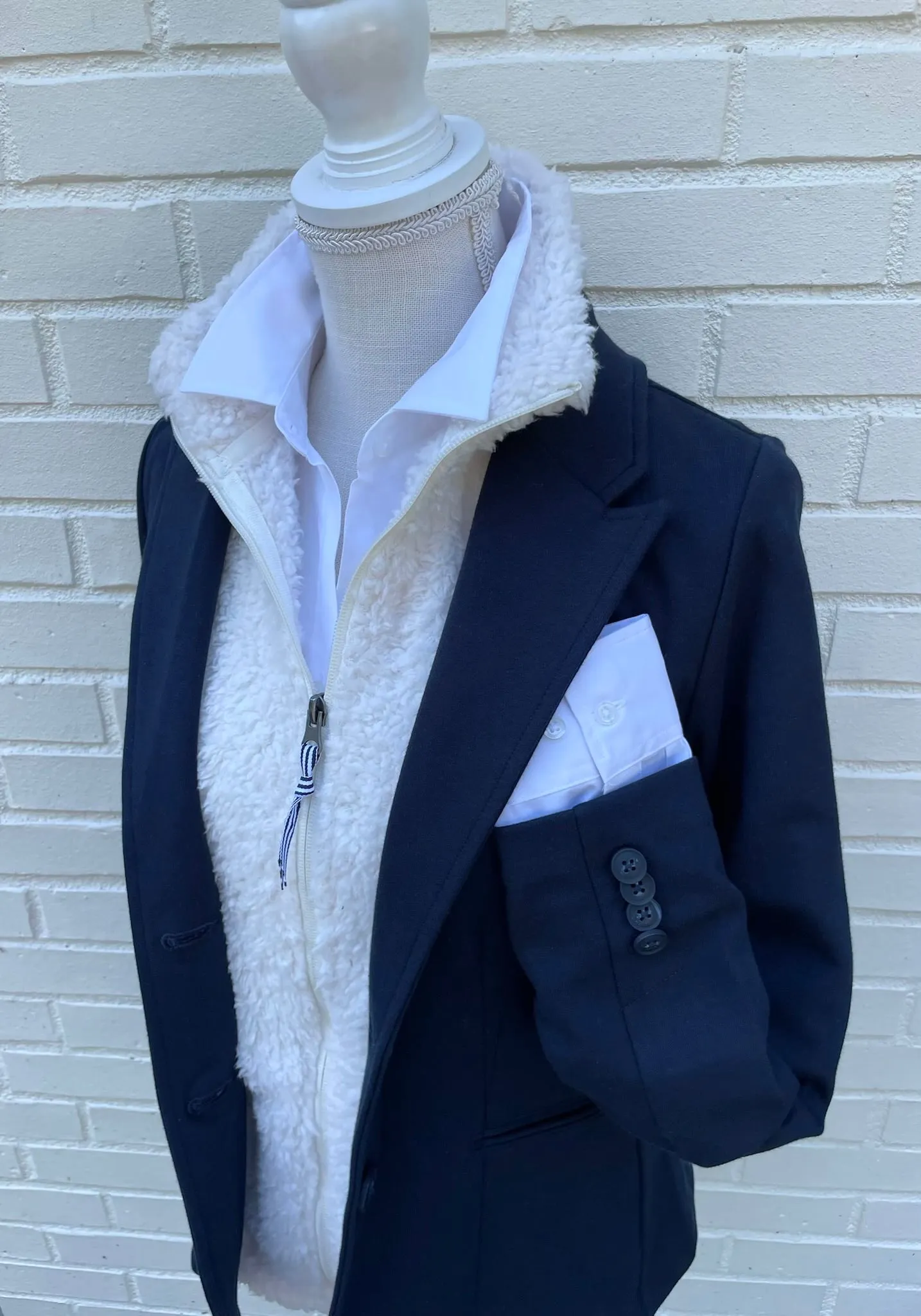 Tracey Fleece Blazer - Navy w Cream (TBB01)