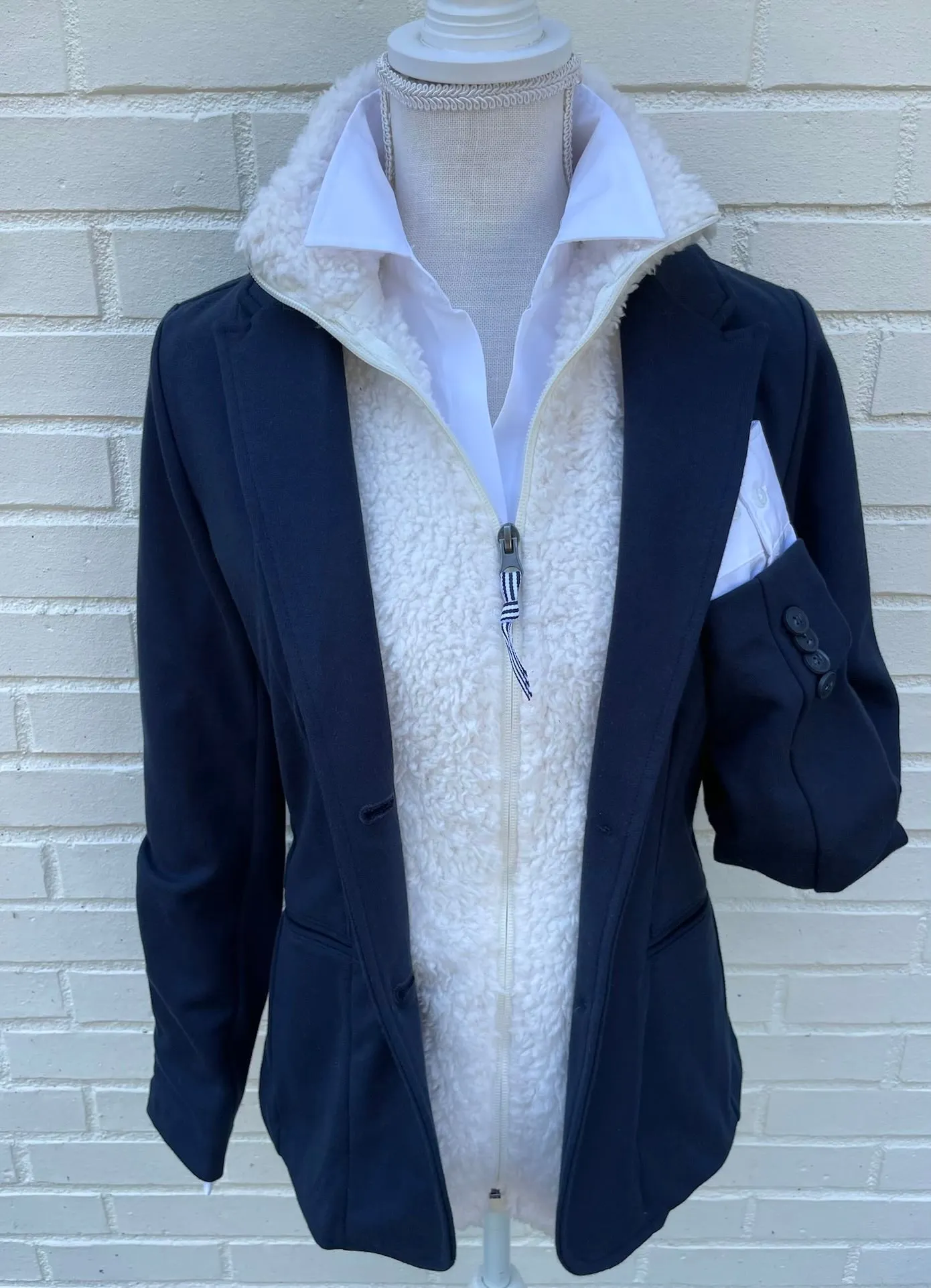 Tracey Fleece Blazer - Navy w Cream (TBB01)