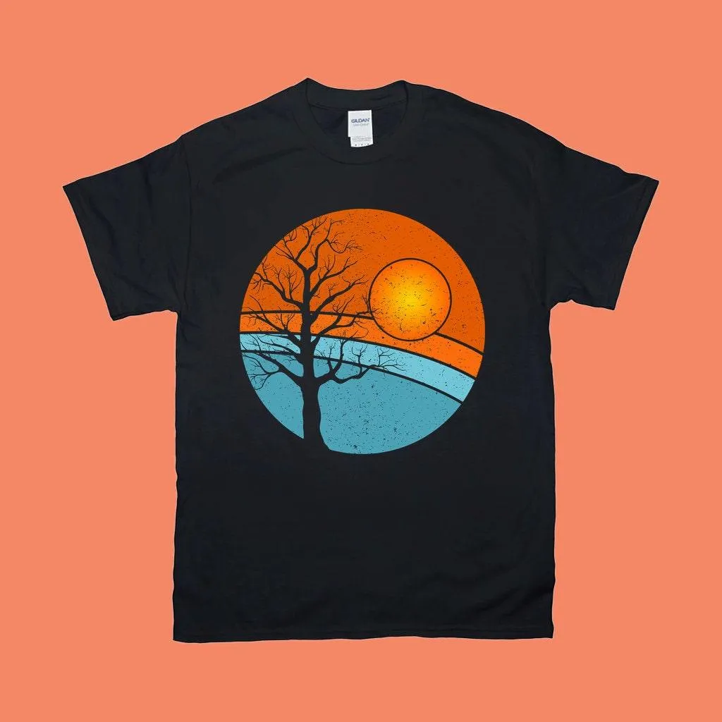 Tree | Retro Sunset T-Shirts,Retro Tree Shirt | Travel Adventure Tree Shirt | Silhouettes Shirt | Surfer | Gift For Him | Gift For Her