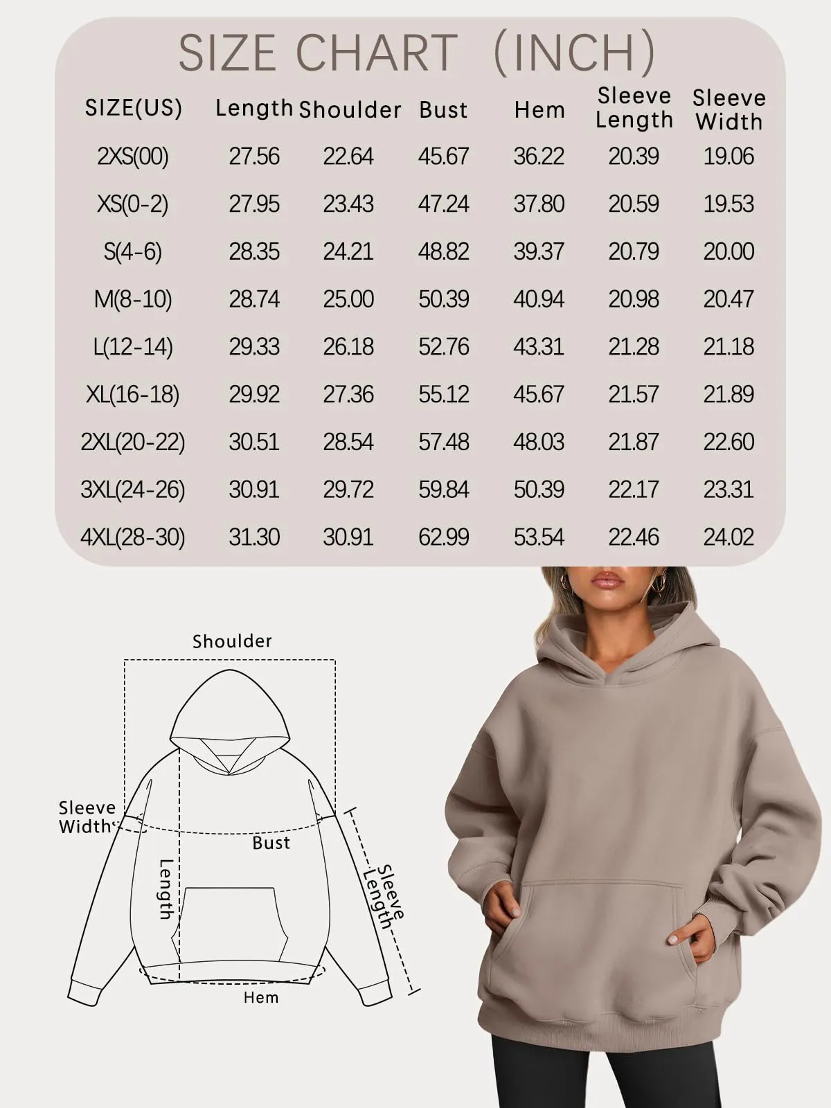 Trendy Queen Womens Oversized Hoodies Fleece Sweatshirts Long Sleeve Sweaters Pullover Fall Outfits Winter Clothes Grey M