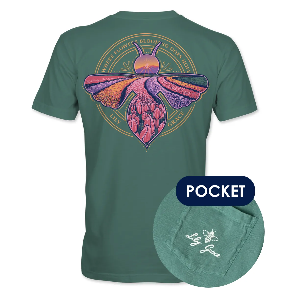 Tulip Field Bee- Flowers and Hope T-Shirt