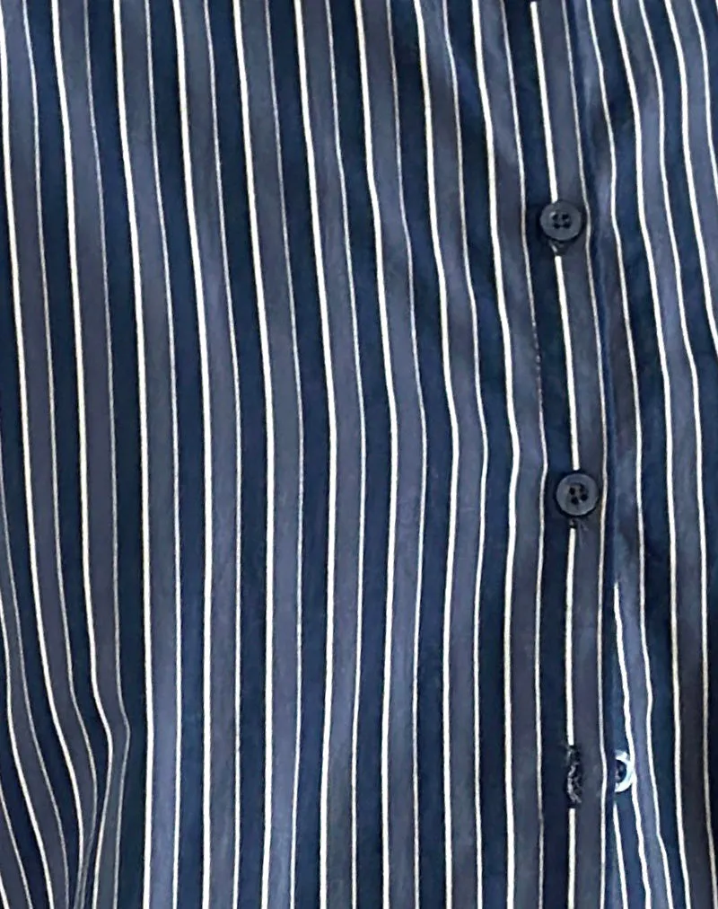 Turner Shirt in Dark Blue Indigo Stripe