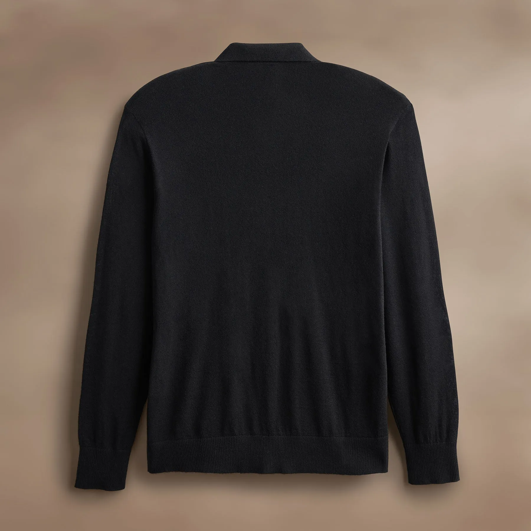 Ultra Fine Cashmere Open Polo - Black