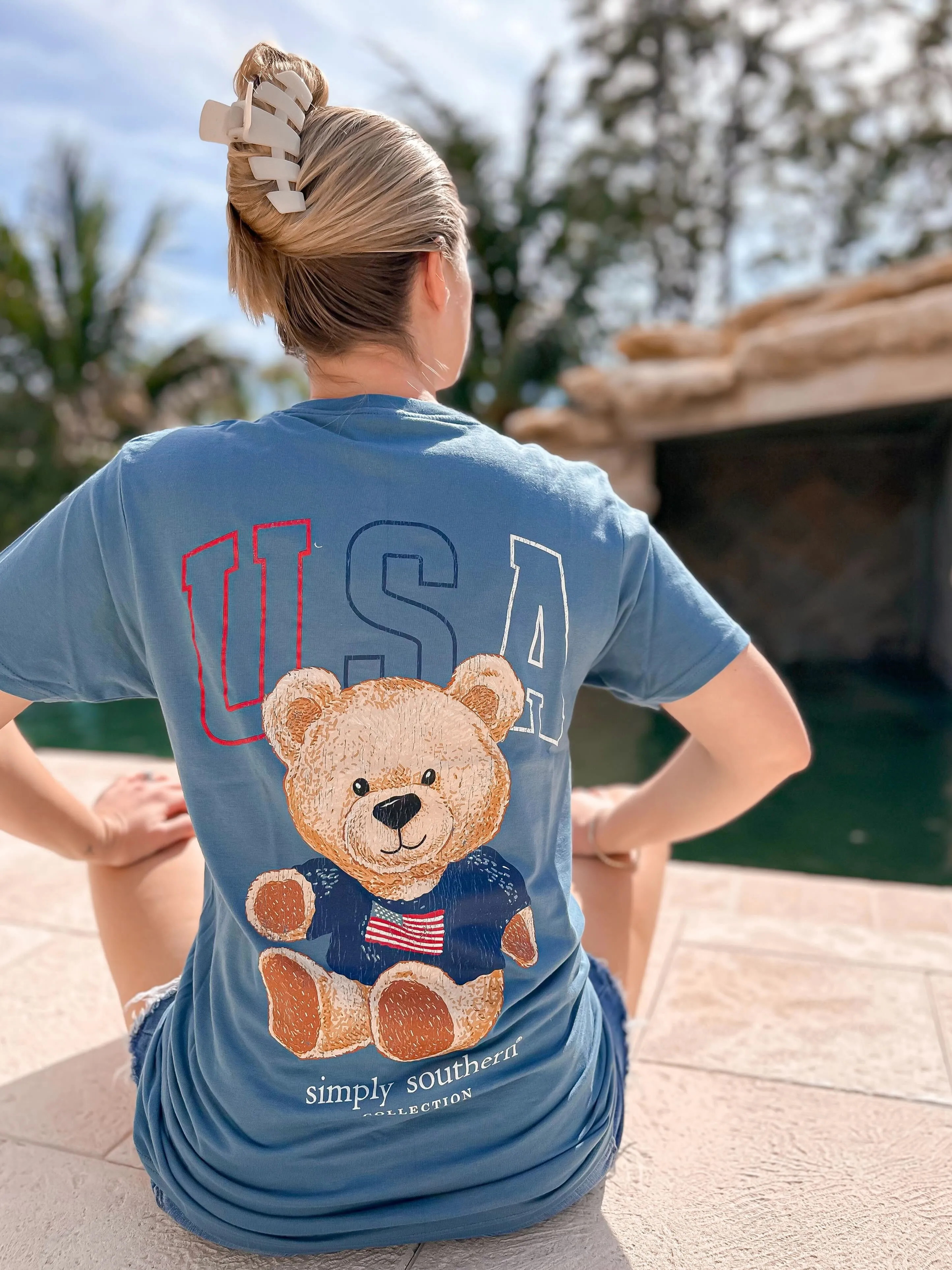 'USA' Teddy Bear Short Sleeve Tee by Simply Southern