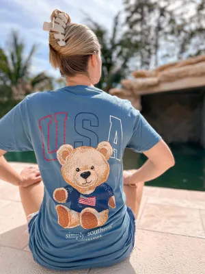 'USA' Teddy Bear Short Sleeve Tee by Simply Southern