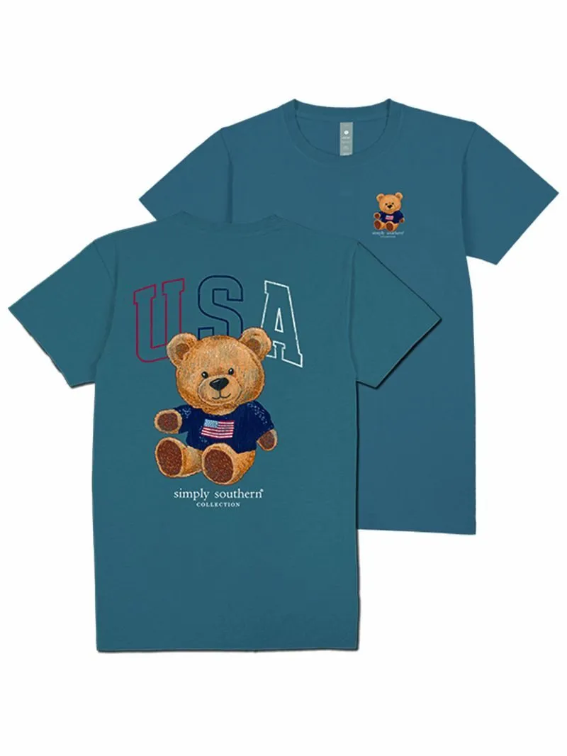 'USA' Teddy Bear Short Sleeve Tee by Simply Southern