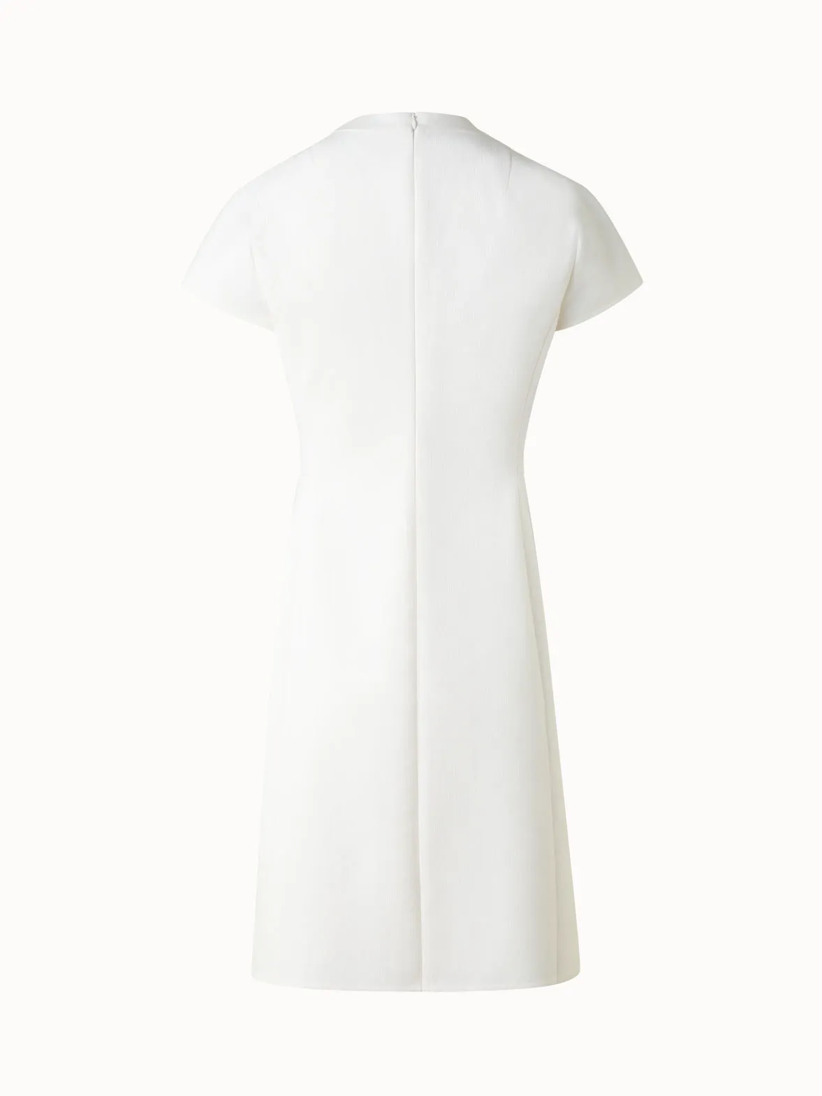 V-Neck Sheath Dress in Cotton Silk Double-Face