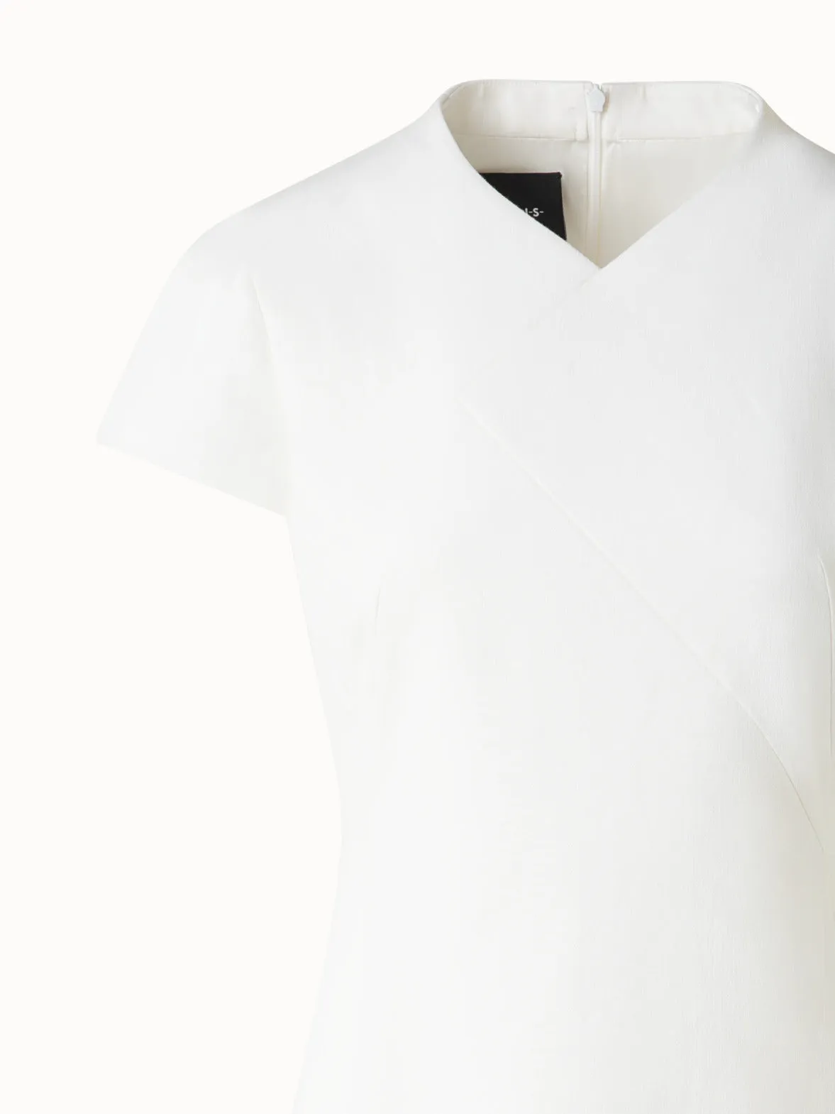 V-Neck Sheath Dress in Cotton Silk Double-Face