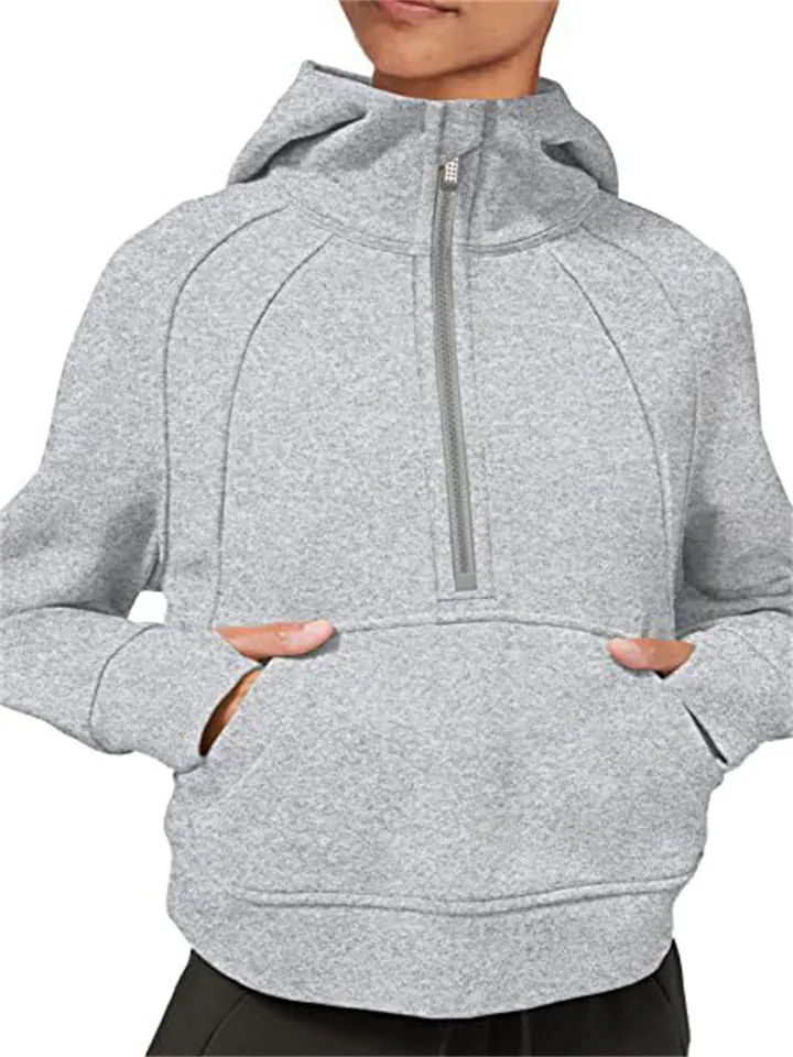 Voguish Novel Comfortable Zippered Ladies Short Hoodies