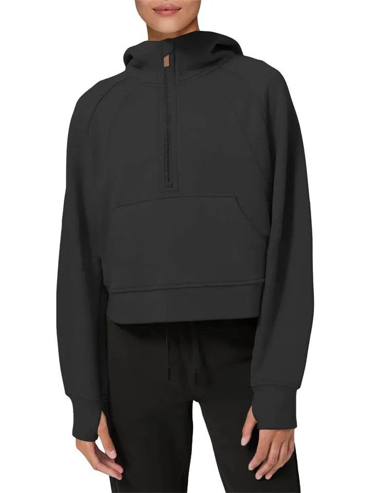Voguish Novel Comfortable Zippered Ladies Short Hoodies
