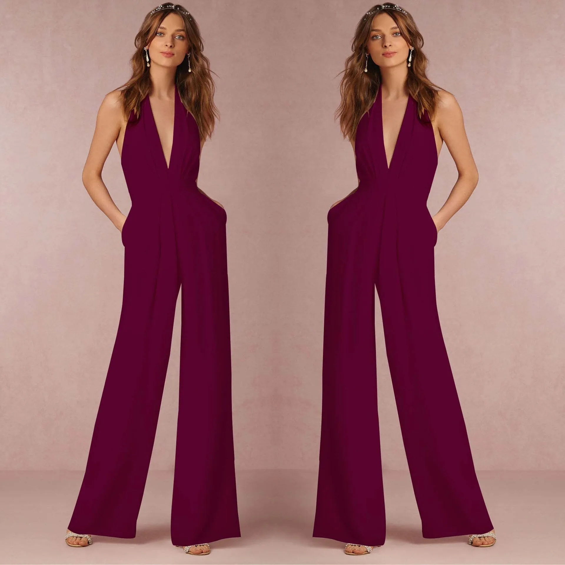 Wenkouban Women Summer  Sleeveless Rompers Casual Overalls Female  Bodysuits Loose Party Playsuits Backless Office Jumpsuits
