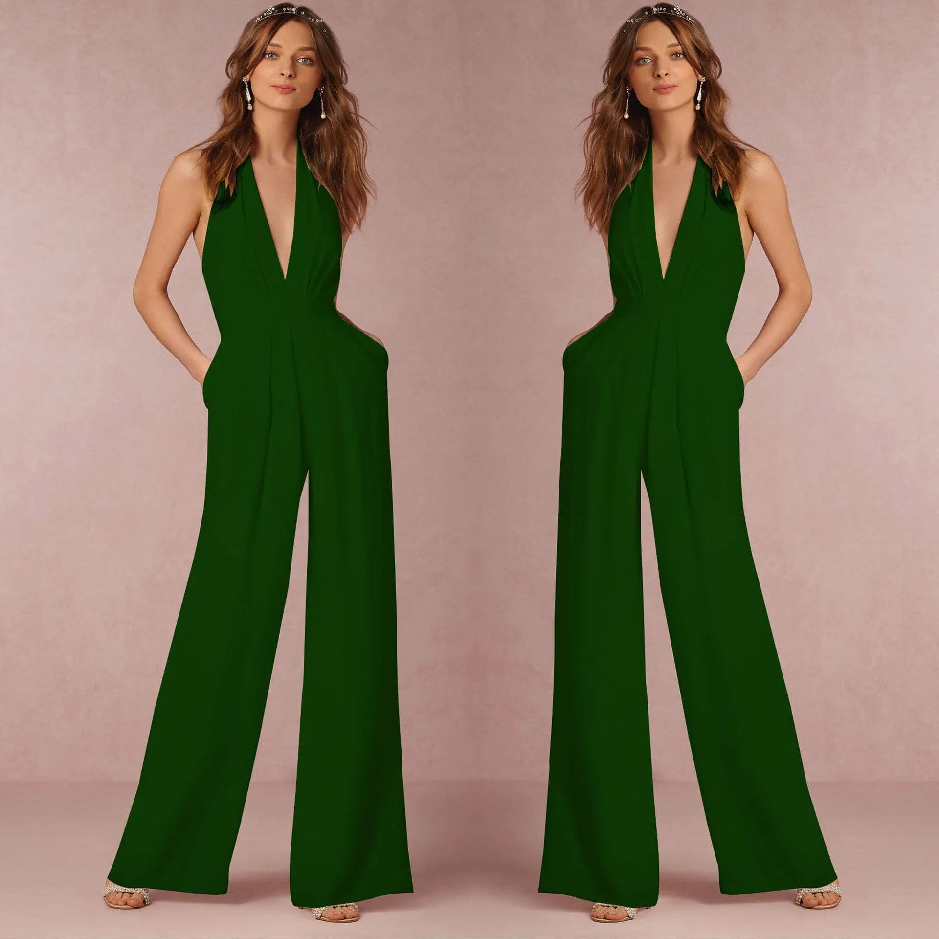 Wenkouban Women Summer  Sleeveless Rompers Casual Overalls Female  Bodysuits Loose Party Playsuits Backless Office Jumpsuits