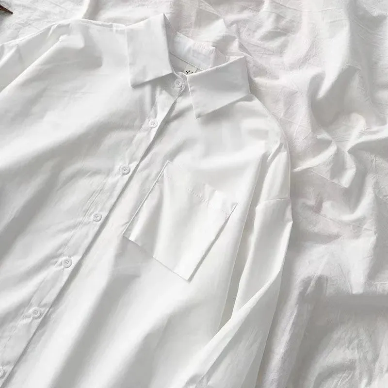 White & Black Shirts for Women with Tie Boutique Fashion Preppy Style Long Sleeve Shirts Button Up