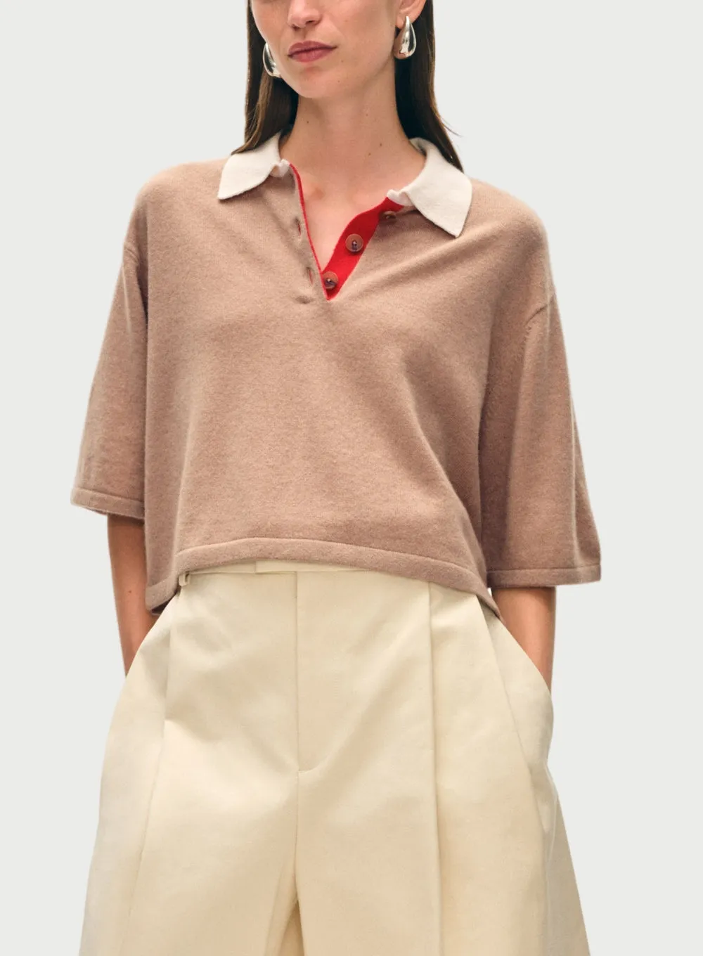 WHITE   WARREN | Cashmere Cropped Polo