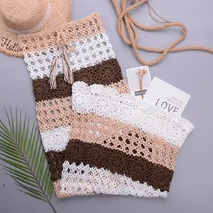 Women Lace Crochet Stitching Maxi Dress Beach Dress Bohemian Summer Casual Dress Cover Up Swimsuit Beachwear