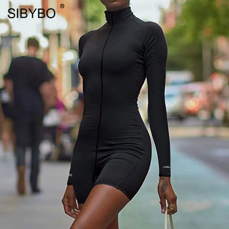 Women Turtleneck Sport Wear Casual Jumpsuit