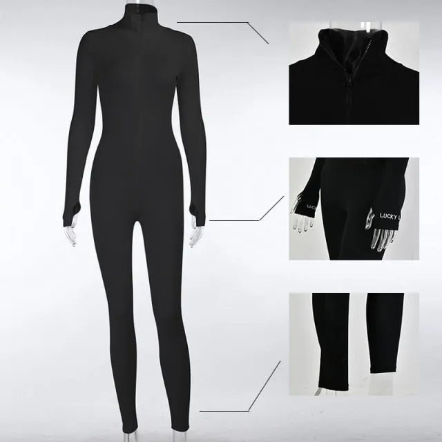 Women Turtleneck Sport Wear Casual Jumpsuit