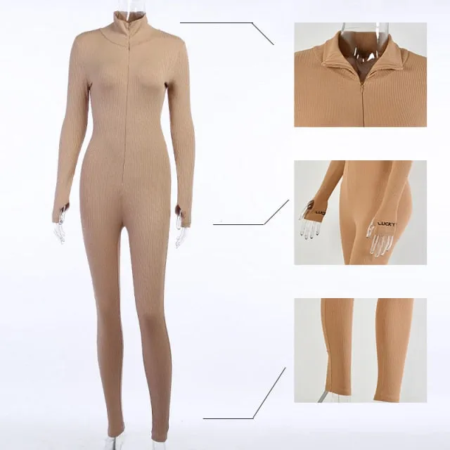 Women Turtleneck Sport Wear Casual Jumpsuit