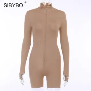 Women Turtleneck Sport Wear Casual Jumpsuit