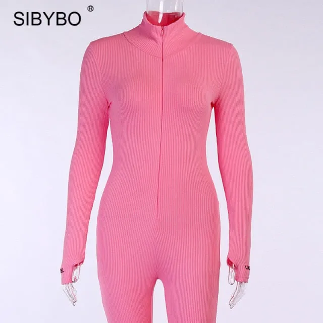 Women Turtleneck Sport Wear Casual Jumpsuit