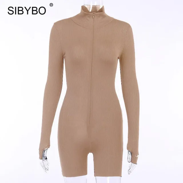 Women Turtleneck Sport Wear Casual Jumpsuit
