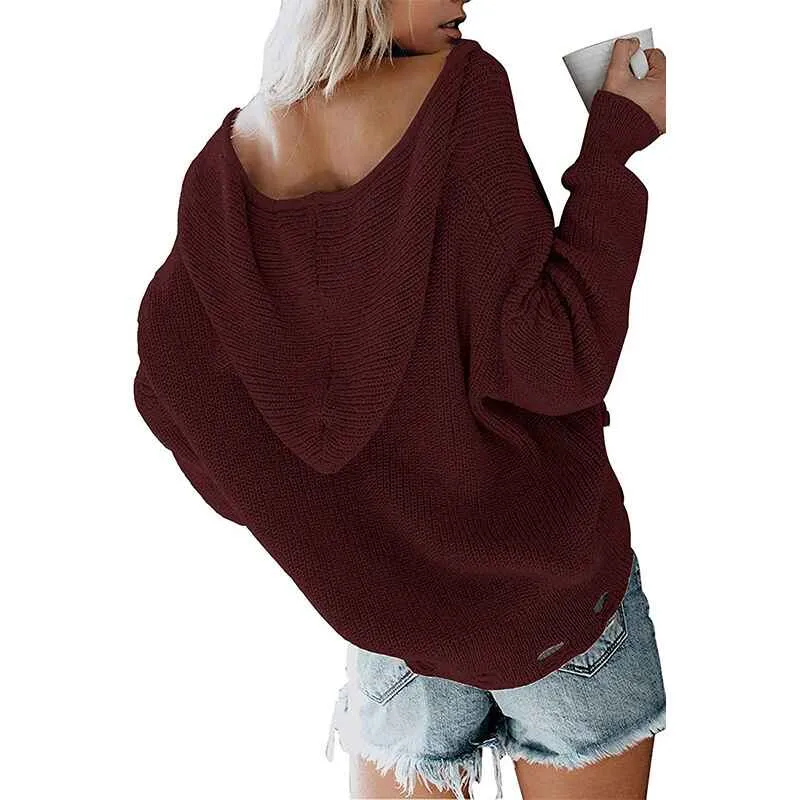 Women Zip Up Knit Hoodies Long Sleeve Drawstring Cardigans Sweaters Basic Autumn Winter Hooded Sweatshirts Outwear K029