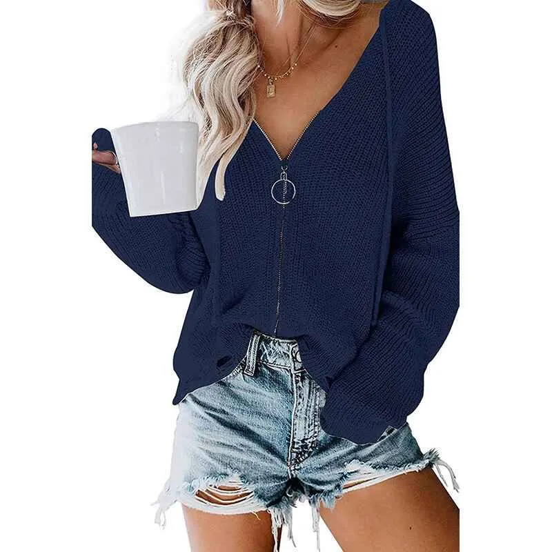 Women Zip Up Knit Hoodies Long Sleeve Drawstring Cardigans Sweaters Basic Autumn Winter Hooded Sweatshirts Outwear K029