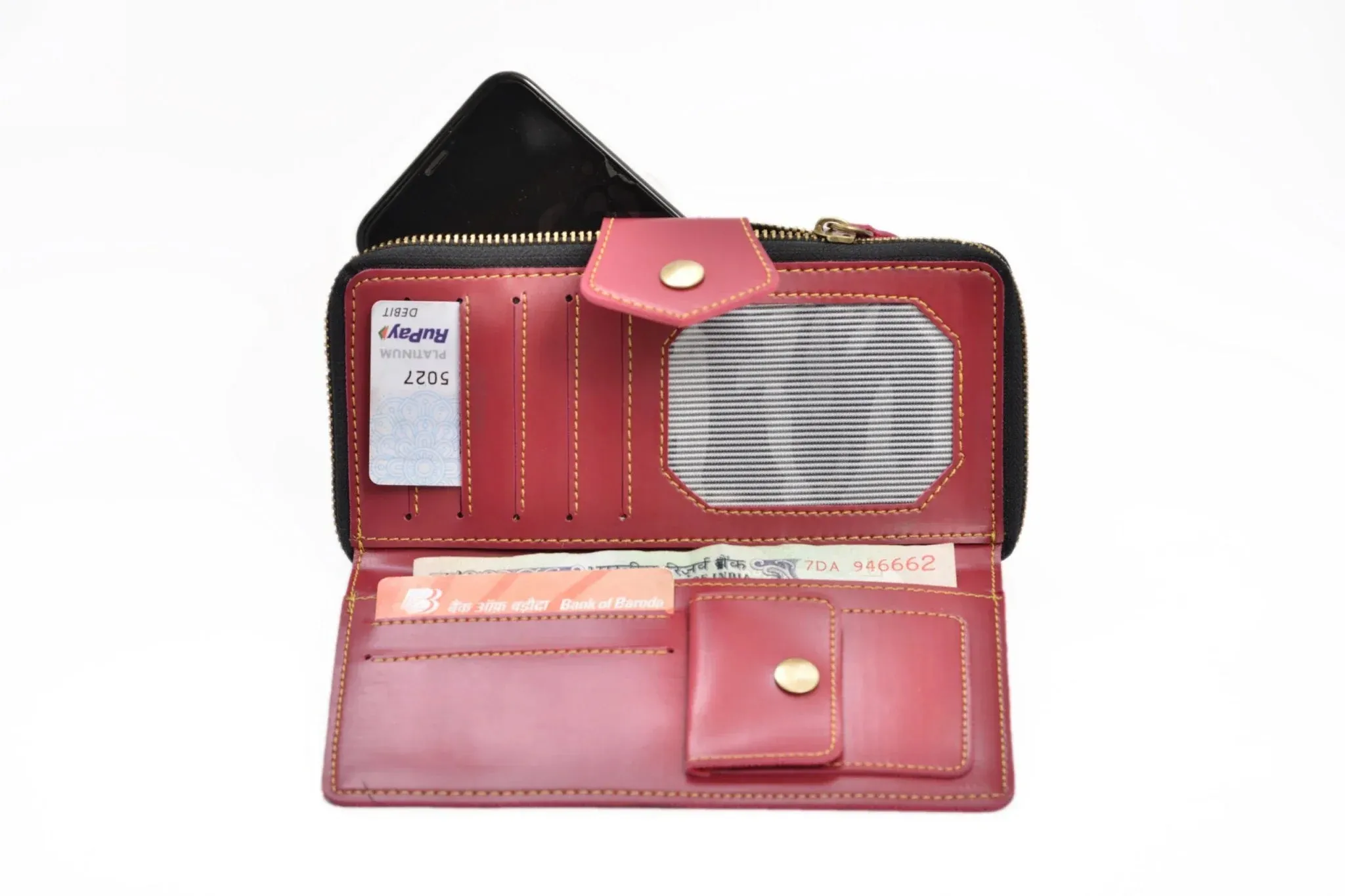 Women's Combo : Premium Lady Wallet & Chained Sling Bag - Wine