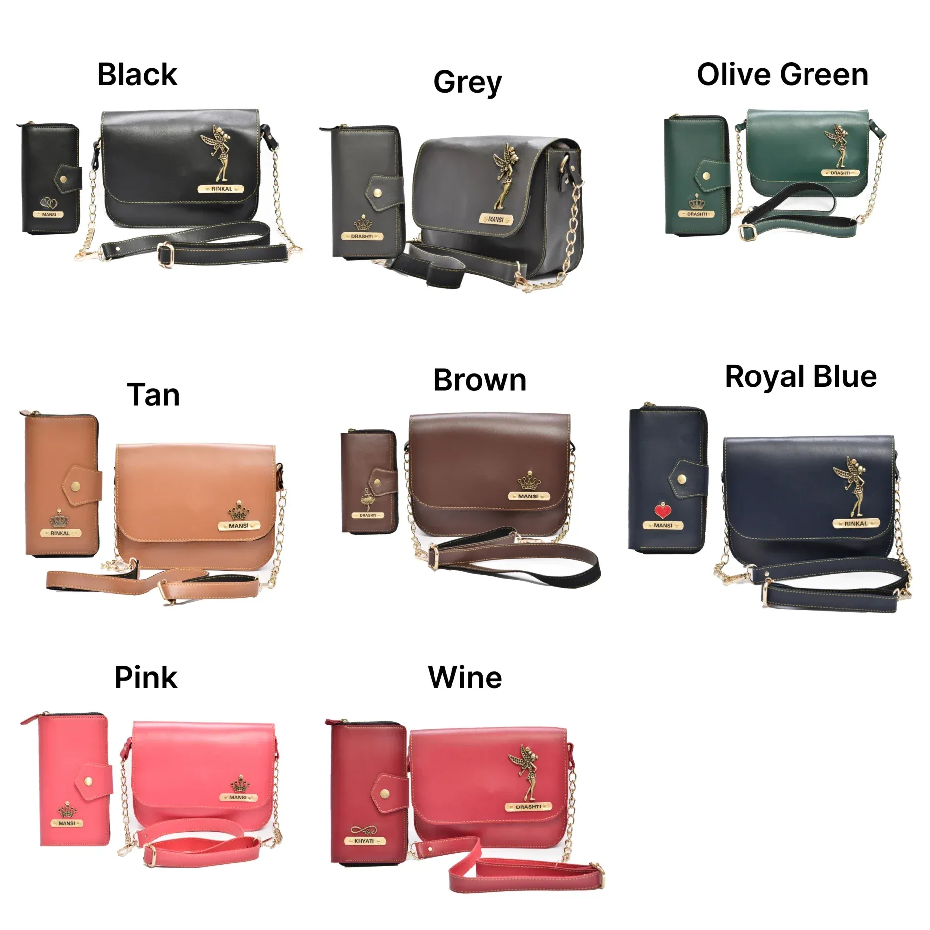 Women's Combo : Premium Lady Wallet & Chained Sling Bag - Wine