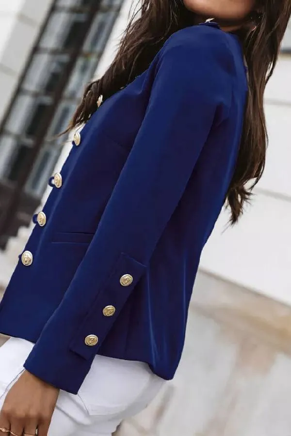 Womens Military Button Jacket Ladies Slim Fit Ol Work Office Blazer Coat Suit